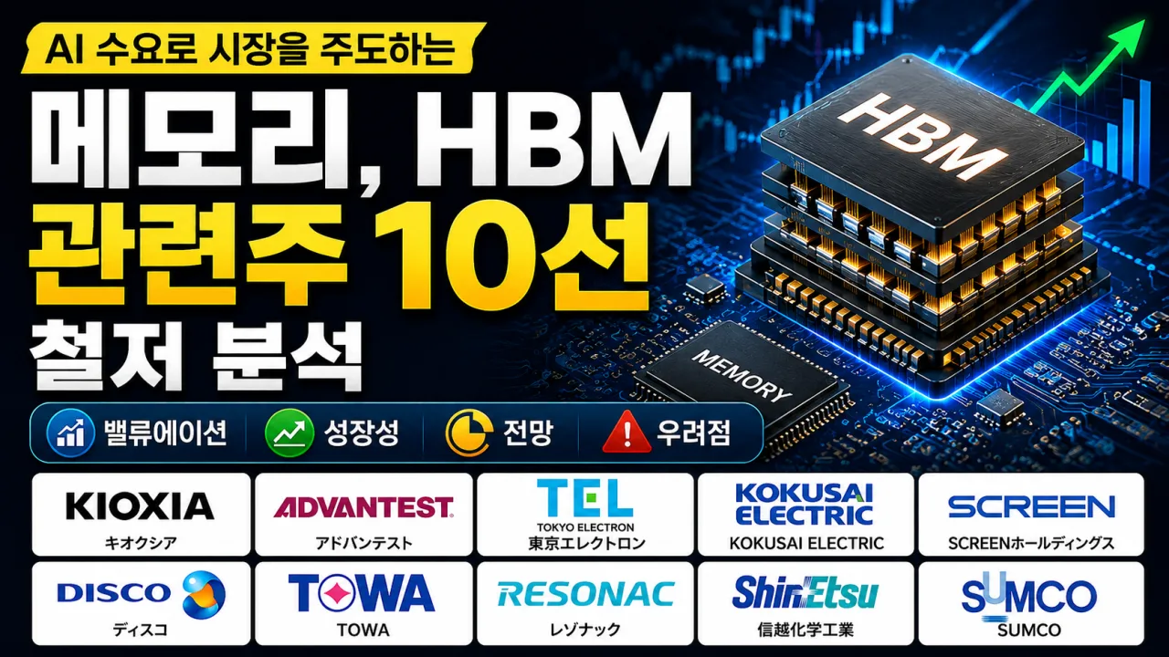 메모리, HBM 관련주 10선 철저 분석 - 밸류에이션, 성장성, 전망, 우려점